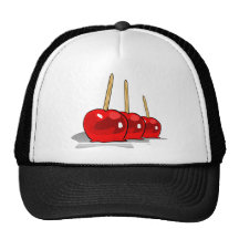 3 pommes de sucrerie rouges casquettes