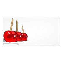 3 pommes de sucrerie rouges photocartes