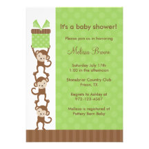 3 singes verdissent l'invitation de baby shower
