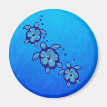 3 tortues bleues de Honu Magnets