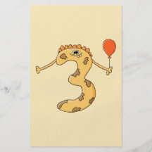 3ème Anniversaire. Bande dessinée jaune de monstre Prospectus En Couleur