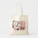 3ème anniversaire de papillon rose sacs de toile