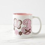 3ème anniversaire de papillon rose tasses