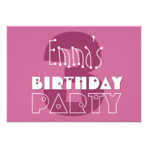 3ème anniversaire W766 rose de filles modernes nom Faire-parts