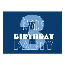 3ème Bleu marine moderne nommé fait sur commande d Invitations Personnalisées