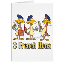 3ème troisième jour de trois poules françaises de  carte de vœux