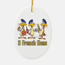 3ème troisième jour de trois poules françaises de  ornement de noël