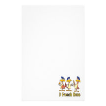 3ème troisième jour de trois poules françaises de  papier à lettre personnalisé