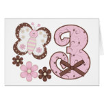 3èmes invitations d'anniversaire de papillon rose carte