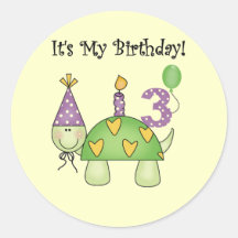 3èmes T-shirts et cadeaux d'anniversaire de tortue Autocollants