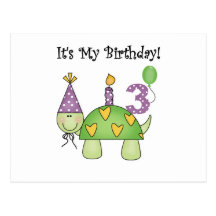 3èmes T-shirts et cadeaux d'anniversaire de tortue Carte Postale