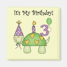 3èmes T-shirts et cadeaux d'anniversaire de tortue Magnets Pour Réfrigérateur