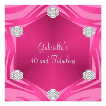 40 et anniversaire animal exotique rose fabuleux d cartons d'invitation
