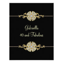 40 et anniversaire noir fabuleux d'équilibre de bi carton d'invitation