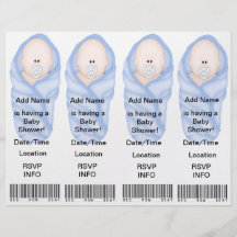 4 invitations bleues de baby shower - faveurs de s prospectus