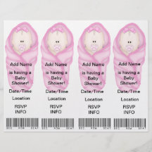 4 invitations roses de baby shower - faveurs de si prospectus