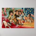 4 juillet - affiche vintage d'art