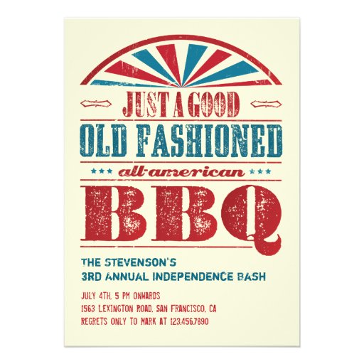 4 juillet invitation de grunge de BBQ de Jour de l