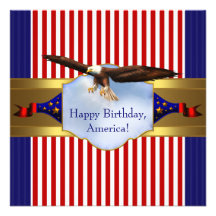4 juillet patriotique chauve bleu blanc rouge d'Ea Cartons D'invitation