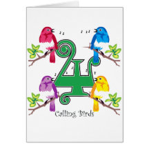 4 oiseaux appelants carte de vœux