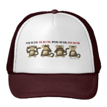 4 singes sages casquettes