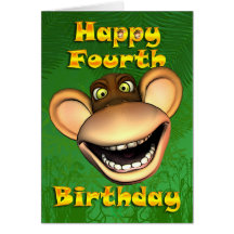 4ème banane heureuse de singe d'anniversaire cartes de vœux