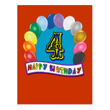 4ème Cadeaux d'anniversaire avec la conception ass Carte Postale