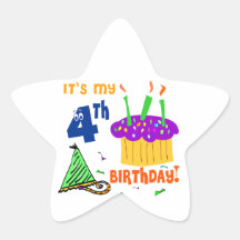 4ème Faveurs d'anniversaire Autocollants