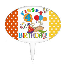 4ème gâteau d'anniversaire de fiesta Topper Étiquette À Gâteau
