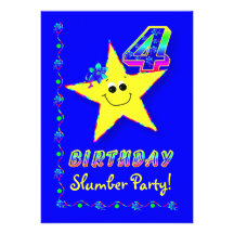 4ème invitation de soirée pyjamas d'anniversaire d