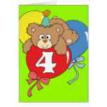 4ème Ours de nounours d'anniversaire (2) Cartes De Vœux