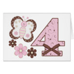 4èmes invitations d'anniversaire de papillon rose carte de vœux