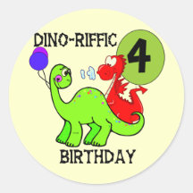 4èmes T-shirts et cadeaux d'anniversaire de dinosa Autocollant