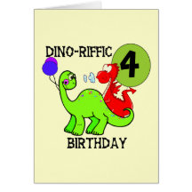4èmes T-shirts et cadeaux d'anniversaire de dinosa Carte De Vœux
