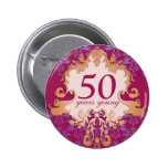 "50 ans de jeunes" d'âge de damassé bouton/insigne badges avec agrafe