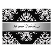 50 et fête d'anniversaire fabuleuse de damassé invitation personnalisable