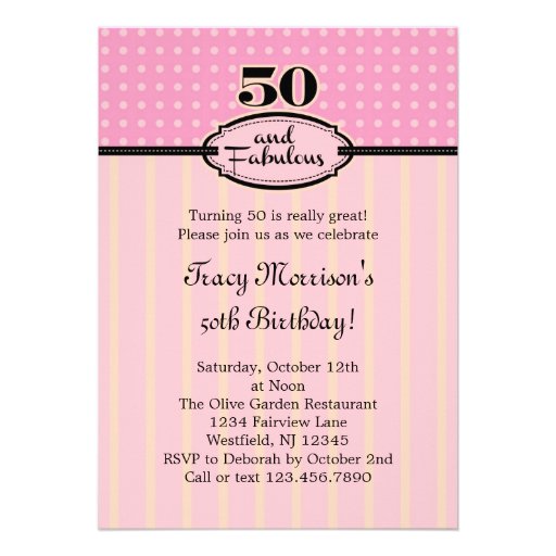 50 et invitation fabuleuse d'anniversaire