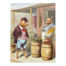 5 petits porcs : Au marché Carte Postale