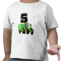 5ème anniversaire de tracteur vert t-shirts