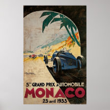 5ème Grand prix automobile 1933 2 du Monaco Posters
