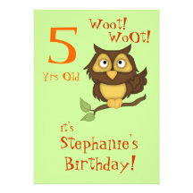 5ème Hibou Partie-Mignon d'anniversaire+Petits gât Faire-parts