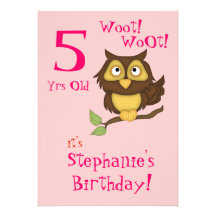 5ème Hibou Partie-Mignon d'anniversaire+Petits gât Invitations