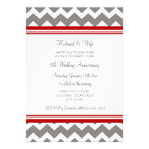 5ème invitation rouge grise d'anniversaire de Chev