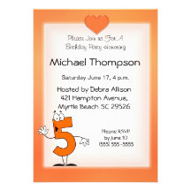 5ème Invitations de fête d'anniversaire