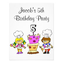 5ème partie de cuisine d'anniversaire invitations