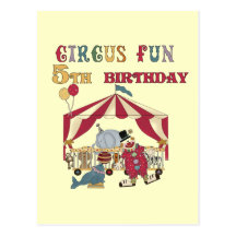5èmes T-shirts et cadeaux d'anniversaire de cirque Carte Postale
