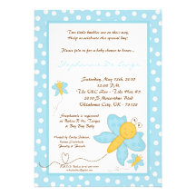 5x7 JUMELLE l'invitation bleue de baby shower de p