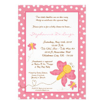 5x7 JUMELLE l'invitation rose de baby shower de pa