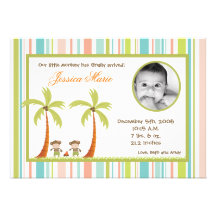 5x7 Luau hawaïen Monkeys le faire-part de naissanc