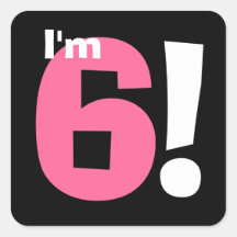 6ème Rose et noir d'anniversaire Sticker Carré